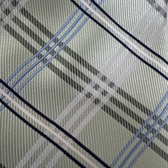 Joseph Abboud Mint and Navy Plaid Tie - Picture 3 of 6